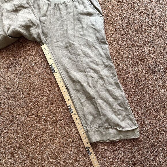 Ozange Linen Pants Women’s Lg Pullon Capri Wide Leg Coastal Beach Neutral - Picture 6 of 8